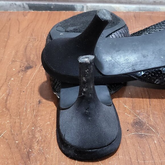 Metaphor Womens Open Toe Heel Shoes Size 8.5 Black Silver Sequins - Picture 11 of 12